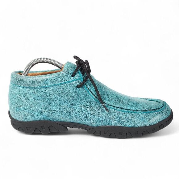 Ferrini Rouge Moc Toe Mid Leather Chukka Boots Women's 10B Turquoise 63722-50 - Picture 7 of 11